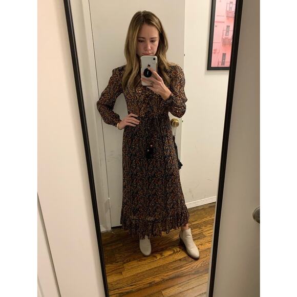 SEA NEW YORK Gerardtest Brown Paisley High Neckline Nicolette Midi Dress sz 6 - Picture 12 of 16